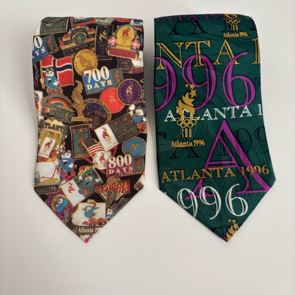 Lot of 2 VTG‎ 1996 Atlanta Olympic Games Collection Ties by Ralph Marlin